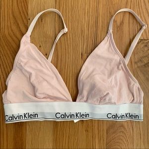 pink calvin klein triangle bralette